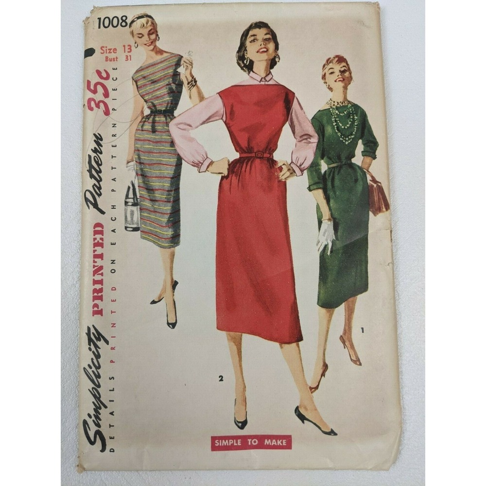 Simplicity 1008 Miss Juniors Chemise Dress  Jumper  Size 13